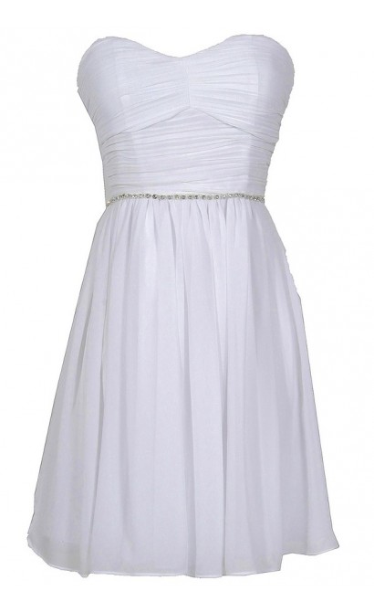 Time To Shine Rhinestone Embellished Chiffon Dress by Minuet in White
